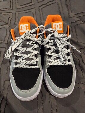 DC Kids Gray, Black & Orange Skate Sneakers
